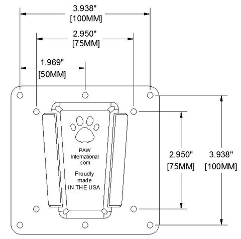 75x75mm & 100x100mm Black Polymer RV TV Bracket - 1249