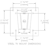 Steel 2 Piece RV TV Bracket, 1 Steel TV Bracket (75x75mm & 100x100mm), 1 Black Steel Wall Mount