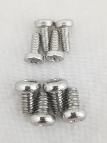 Stainless Steel TV or Monitor Mounting Screws, 4 pcs. M4-0.7x10mm and 4 pcs M6-1x10mm